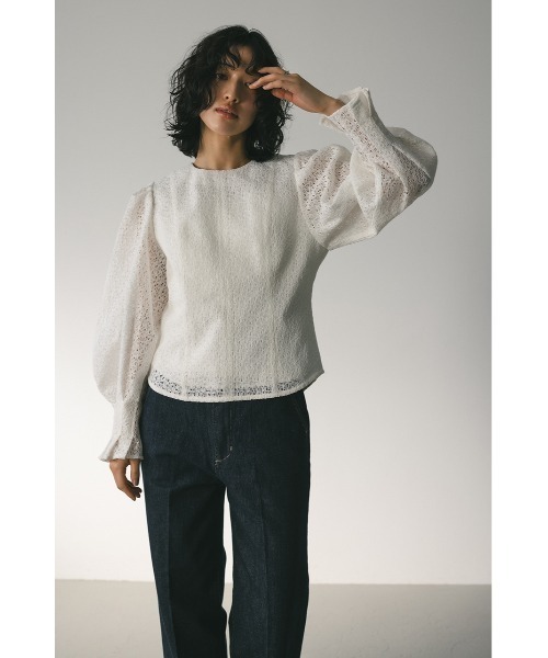 STYLEMIXER（スタイルミキサー）の「カフタックレーストップ（シャツ/ブラウス・レディース・ホワイト/オレンジ系その他/ブラック・SMALL/MEDIUM）」の5枚目の写真