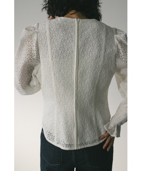 STYLEMIXER（スタイルミキサー）の「カフタックレーストップ（シャツ/ブラウス・レディース・ホワイト/オレンジ系その他/ブラック・SMALL/MEDIUM）」の8枚目の写真