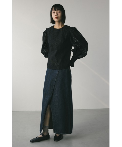 STYLEMIXER（スタイルミキサー）の「カフタックレーストップ（シャツ/ブラウス・レディース・ホワイト/オレンジ系その他/ブラック・SMALL/MEDIUM）」の14枚目の写真