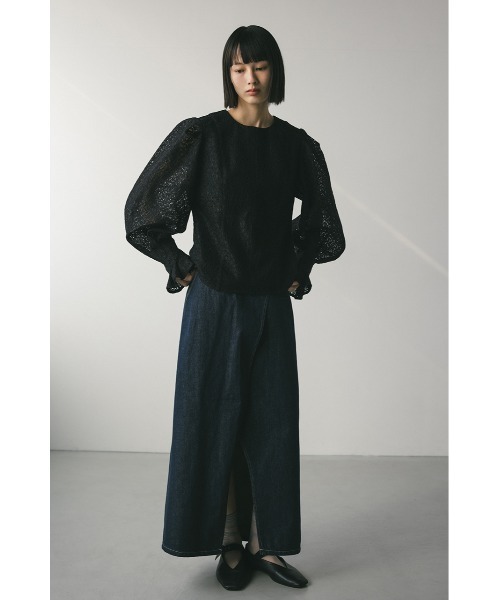 STYLEMIXER（スタイルミキサー）の「カフタックレーストップ（シャツ/ブラウス・レディース・ホワイト/オレンジ系その他/ブラック・SMALL/MEDIUM）」の15枚目の写真