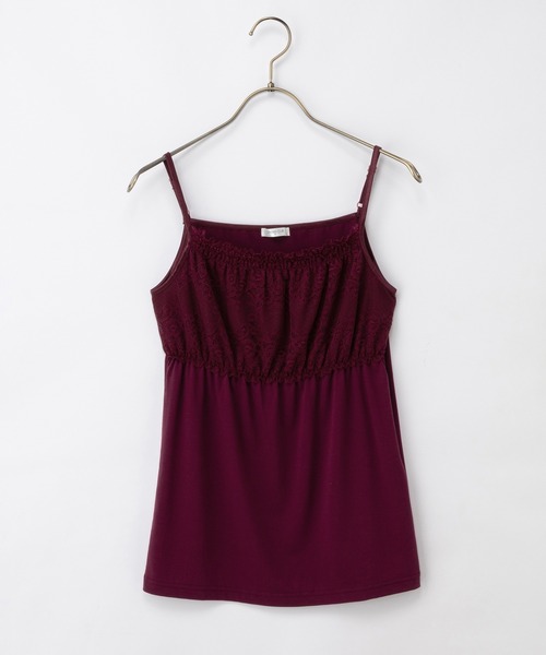 Honeys（ハニーズ）の「【ＵＶカット・吸水速乾】シャーリングキャミソール（キャミソール・レディース・サックスブルー/ブラック/オフホワイト/ブルー/ベージュ/ライム/ピンク/ボルドー/モカ・L/LL/M/S）」の9枚目の写真