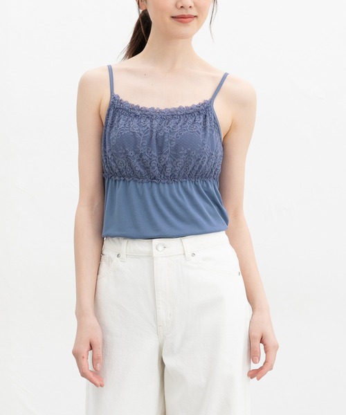 Honeys（ハニーズ）の「【ＵＶカット・吸水速乾】シャーリングキャミソール（キャミソール・レディース・サックスブルー/ブラック/オフホワイト/ブルー/ベージュ/ライム/ピンク/ボルドー/モカ・L/LL/M/S）」の17枚目の写真