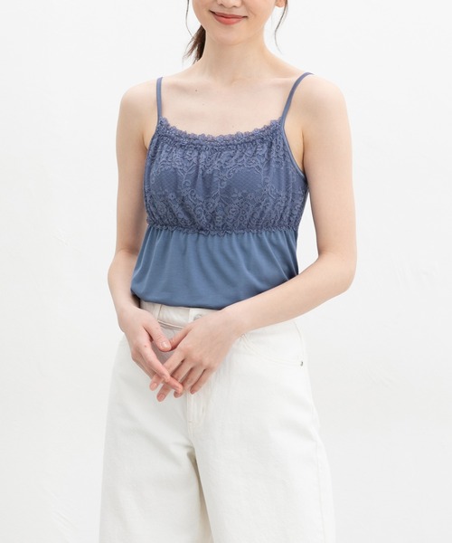 Honeys（ハニーズ）の「【ＵＶカット・吸水速乾】シャーリングキャミソール（キャミソール・レディース・サックスブルー/ブラック/オフホワイト/ブルー/ベージュ/ライム/ピンク/ボルドー/モカ・L/LL/M/S）」の18枚目の写真