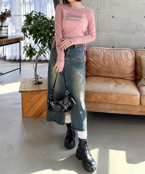 clear（クリア）の「サイドドロストロゴシアートップス［大人カジュアル］≪SS新作≫（Tシャツ/カットソー・レディース・グレー/ピンク/グリーン・F）」の6枚目の写真