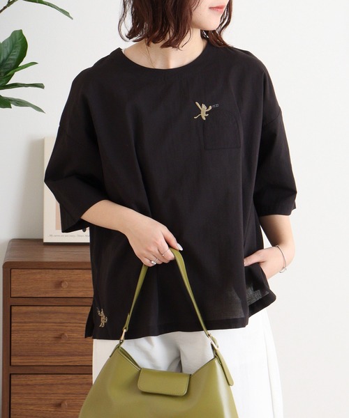 ブラウス シャツ EMAGO いたずらネコ刺繍ブラウス レディース EMAGO いたずらネコ刺繍ブラウス（シャツ/ブラウス）｜Emago