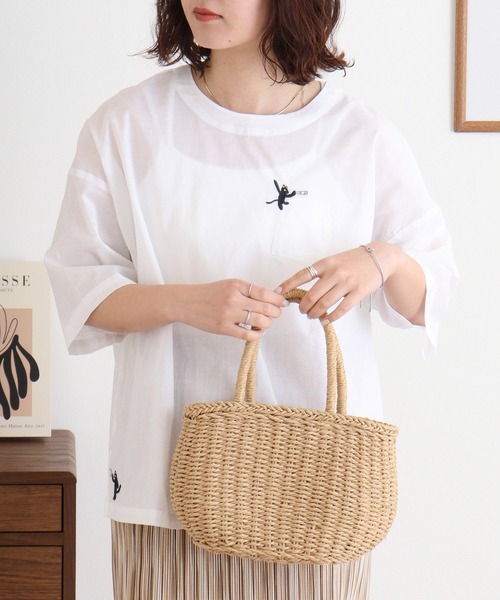 ブラウス シャツ EMAGO いたずらネコ刺繍ブラウス レディース EMAGO いたずらネコ刺繍ブラウス（シャツ/ブラウス）｜Emago