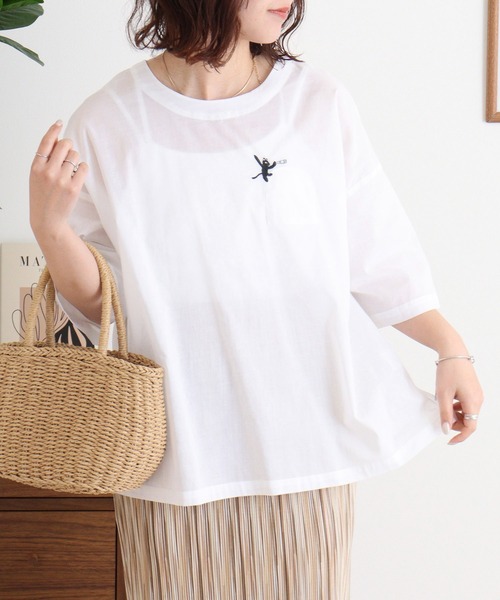 Emago(イマゴ)の「EMAGO いたずらネコ刺繍ブラウス(シャツ/ブラウス・レディース・ブルー/ブラック/ホワイト・FREE)」の5枚目の写真