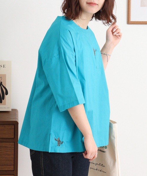 Emago(イマゴ)の「EMAGO いたずらネコ刺繍ブラウス(シャツ/ブラウス・レディース・ブルー/ブラック/ホワイト・FREE)」の14枚目の写真