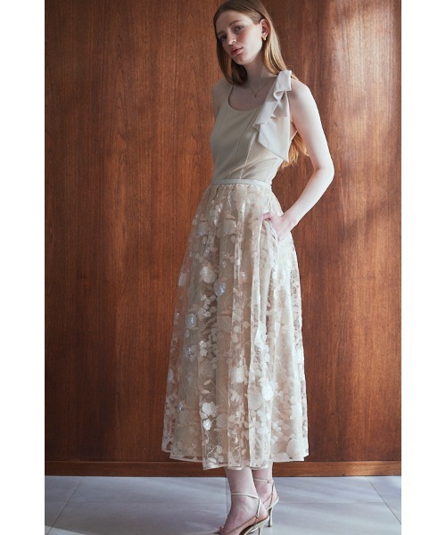 Estella.K（エステラケー）の「Annie Dress カットソーミディドレス＆スパンコールレーススカートSet（ワンピース・レディース・ブラック/ベージュ系・FREE）」の19枚目の写真