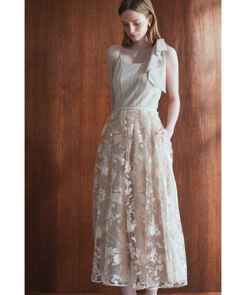 Estella.K（エステラケー）の「Annie Dress カットソーミディドレス＆スパンコールレーススカートSet（ワンピース・レディース・ブラック/ベージュ系・FREE）」の17枚目の写真
