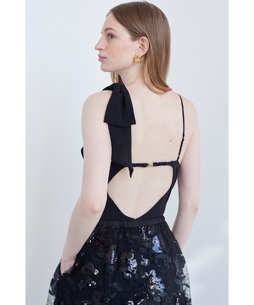 Estella.K（エステラケー）の「Annie Dress カットソーミディドレス＆スパンコールレーススカートSet（ワンピース・レディース・ブラック/ベージュ系・FREE）」の8枚目の写真