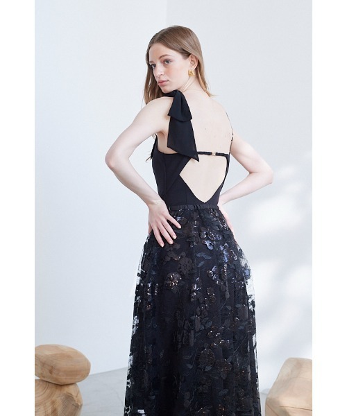 Estella.K（エステラケー）の「Annie Dress カットソーミディドレス＆スパンコールレーススカートSet（ワンピース・レディース・ブラック/ベージュ系・FREE）」の14枚目の写真