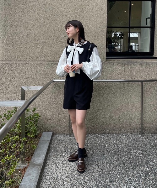 I_am(アイアム)の「gather ribbon volume blouse / ギャザーリボンボリュームブラウス(シャツ/ブラウス・レディース・チェック/ブラック/アイボリー・FREE)」の6枚目の写真