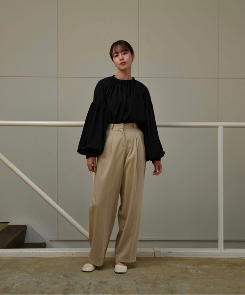 I_am(アイアム)の「gather ribbon volume blouse / ギャザーリボンボリュームブラウス(シャツ/ブラウス・レディース・チェック/ブラック/アイボリー・FREE)」の15枚目の写真