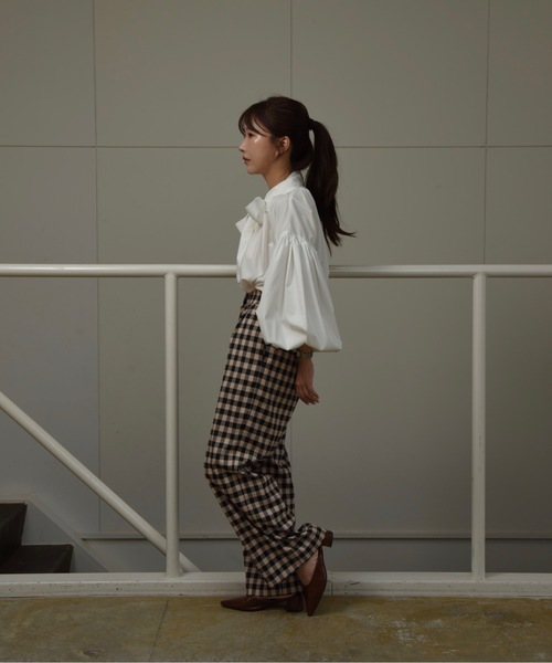 ボリューム ギャザー　リボン　ブラウス I_am（アイアム）の「gather ribbon volume blouse / ギャザーリボン
