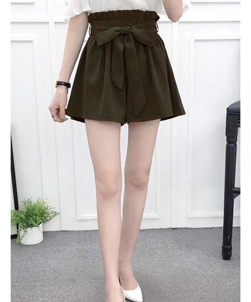 Lace Ladies(レースレディース)の「リボン ベルト ハイウエスト ショート パンツ(その他パンツ・レディース・グリーン/ブラウン/ブラック・S/M/XL)」の3枚目の写真