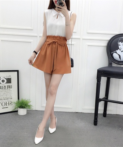 Lace Ladies(レースレディース)の「リボン ベルト ハイウエスト ショート パンツ(その他パンツ・レディース・グリーン/ブラウン/ブラック・S/M/XL)」の13枚目の写真