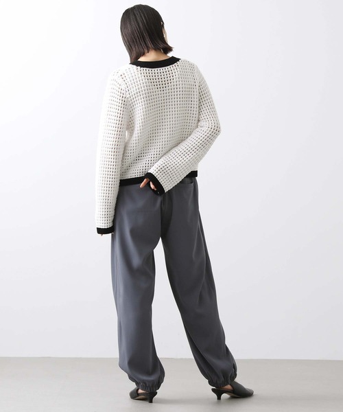 Torrazzo Donna（トラッゾドンナ）の「メッシュバイカラーカーディガン（カーディガン/ボレロ・レディース・アイボリー/ホワイト×ブラック・FREE）」の15枚目の写真