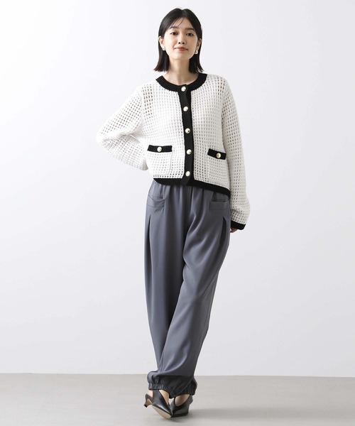 Torrazzo Donna（トラッゾドンナ）の「メッシュバイカラーカーディガン（カーディガン/ボレロ・レディース・アイボリー/ホワイト×ブラック・FREE）」の14枚目の写真