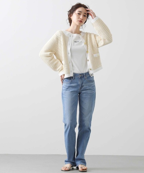 Torrazzo Donna（トラッゾドンナ）の「メッシュバイカラーカーディガン（カーディガン/ボレロ・レディース・アイボリー/ホワイト×ブラック・FREE）」の22枚目の写真