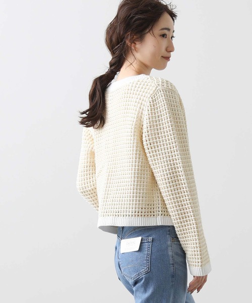 Torrazzo Donna（トラッゾドンナ）の「メッシュバイカラーカーディガン（カーディガン/ボレロ・レディース・アイボリー/ホワイト×ブラック・FREE）」の20枚目の写真