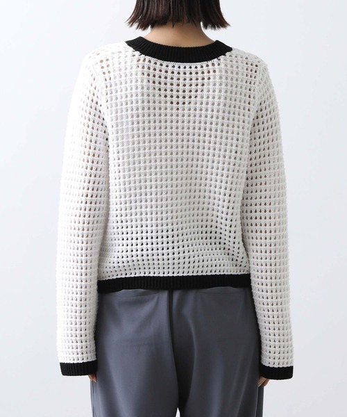 Torrazzo Donna（トラッゾドンナ）の「メッシュバイカラーカーディガン（カーディガン/ボレロ・レディース・アイボリー/ホワイト×ブラック・FREE）」の8枚目の写真