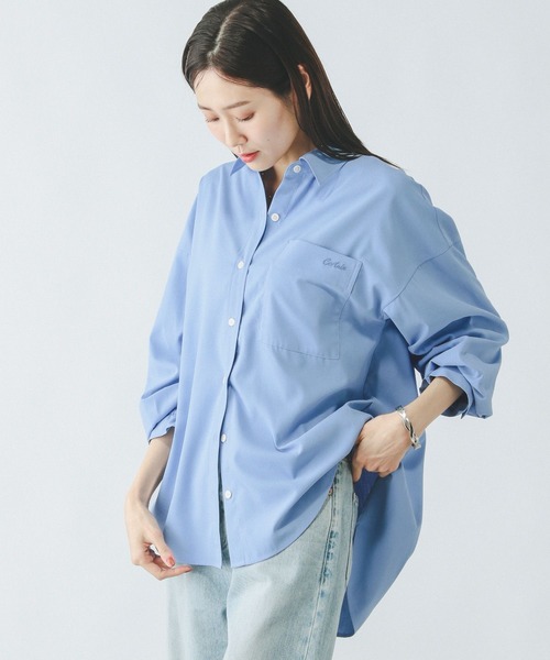 GLOBAL WORK（グローバルワーク）の「イージーケア刺繍シャツ/321333（シャツ/ブラウス・レディース・ライトブルー/ホワイト・REGULER/LONG）」の21枚目の写真