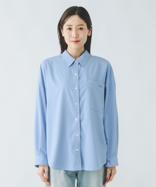 GLOBAL WORK（グローバルワーク）の「イージーケア刺繍シャツ/321333（シャツ/ブラウス・レディース・ライトブルー/ホワイト・REGULER/LONG）」の19枚目の写真