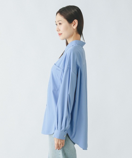 GLOBAL WORK（グローバルワーク）の「イージーケア刺繍シャツ/321333（シャツ/ブラウス・レディース・ライトブルー/ホワイト・REGULER/LONG）」の18枚目の写真