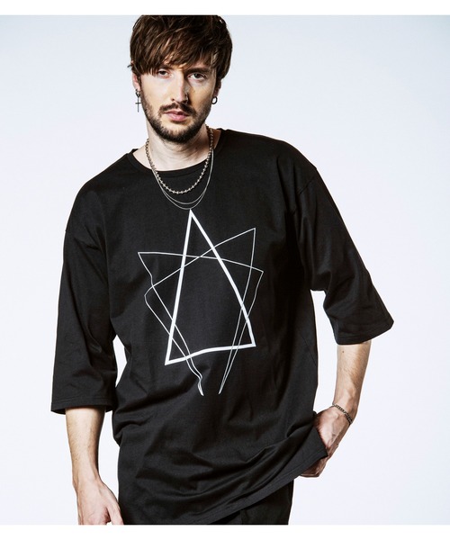 NO ID.（ノーアイディ）の「【NO ID.】Geometric Print Big T-Shirt / ジオメトリック プリント ビッグ Tシャツ（Tシャツ/カットソー・メンズ・グレー/ブラック/ホワイト・ONE SIZE）」の21枚目の写真