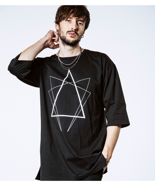 NO ID.（ノーアイディ）の「【NO ID.】Geometric Print Big T-Shirt / ジオメトリック プリント ビッグ Tシャツ（Tシャツ/カットソー・メンズ・グレー/ブラック/ホワイト・ONE SIZE）」の20枚目の写真