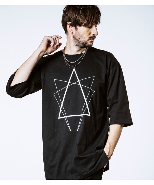 NO ID.（ノーアイディ）の「【NO ID.】Geometric Print Big T-Shirt / ジオメトリック プリント ビッグ Tシャツ（Tシャツ/カットソー・メンズ・グレー/ブラック/ホワイト・ONE SIZE）」の19枚目の写真