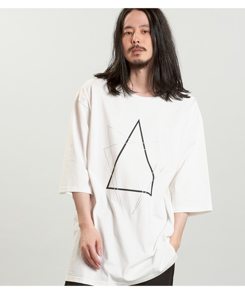 NO ID.（ノーアイディ）の「【NO ID.】Geometric Print Big T-Shirt / ジオメトリック プリント ビッグ Tシャツ（Tシャツ/カットソー・メンズ・グレー/ブラック/ホワイト・ONE SIZE）」の17枚目の写真