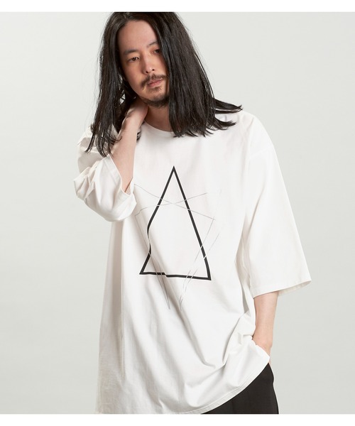 NO ID.（ノーアイディ）の「【NO ID.】Geometric Print Big T-Shirt / ジオメトリック プリント ビッグ Tシャツ（Tシャツ/カットソー・メンズ・グレー/ブラック/ホワイト・ONE SIZE）」の16枚目の写真