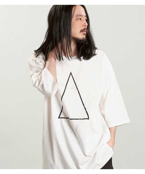 NO ID.（ノーアイディ）の「【NO ID.】Geometric Print Big T-Shirt / ジオメトリック プリント ビッグ Tシャツ（Tシャツ/カットソー・メンズ・グレー/ブラック/ホワイト・ONE SIZE）」の15枚目の写真