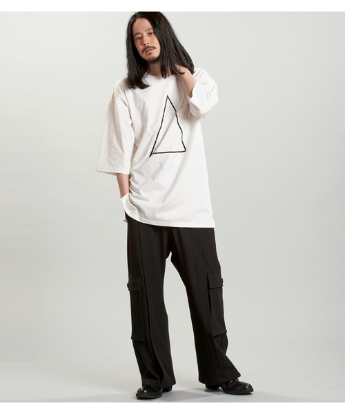 NO ID.（ノーアイディ）の「【NO ID.】Geometric Print Big T-Shirt / ジオメトリック プリント ビッグ Tシャツ（Tシャツ/カットソー・メンズ・グレー/ブラック/ホワイト・ONE SIZE）」の13枚目の写真