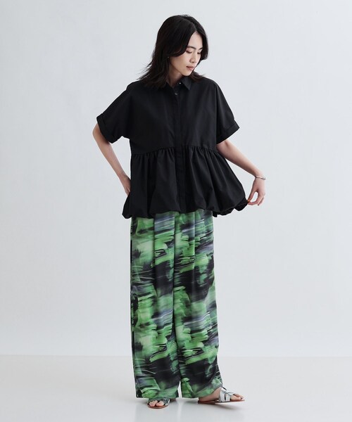 GALLEST（ギャレスト）の「プリントイージーワイドストレートパンツ（その他パンツ・レディース・キャメル/グリーン・38/36）」の3枚目の写真