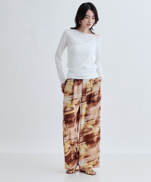 GALLEST（ギャレスト）の「プリントイージーワイドストレートパンツ（その他パンツ・レディース・キャメル/グリーン・38/36）」の8枚目の写真