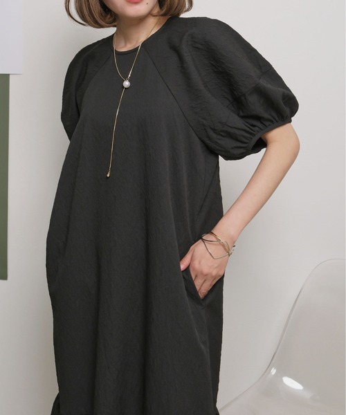 palm RICHE(ポームリシュ)の「ふくれジャガードマーメードシルエットボリューム袖ワンピース(ワンピース・レディース・イエロー/アイボリー/ブラック・M)」の14枚目の写真