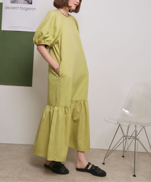 palm RICHE(ポームリシュ)の「ふくれジャガードマーメードシルエットボリューム袖ワンピース(ワンピース・レディース・イエロー/アイボリー/ブラック・M)」の20枚目の写真