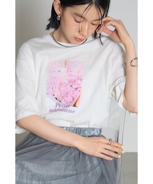 フラワーフォトプリントTシャツ