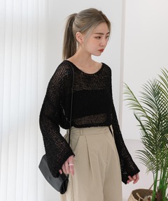 anuans アニュアンス　ウールレースニットトップス ウールレースニットトップス