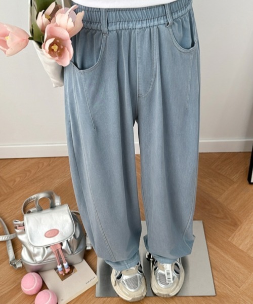 gossip！ロサンゼルス（ゴシップロサンゼルス）の「ハイウエストワイドストレートパンツ カジュアル＆シンプル（スラックス・レディース・ブラック/ブルー・FREE）」の12枚目の写真