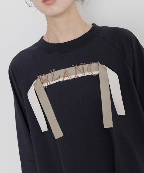 Eimee Law（エイミーロウ）の「テープロゴ エンブロヘム タックラグランTシャツ（Tシャツ/カットソー・レディース・アイボリー/ブラック/オフホワイト/チャコールグレー・FREE）」の16枚目の写真