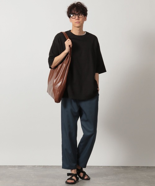 LAKOLE(ラコレ)の「チェックジャガード半袖T / 327725(Tシャツ/カットソー・メンズ・ホワイト/セージグリーン/ブラック・MEDIUM/LARGE)」の5枚目の写真