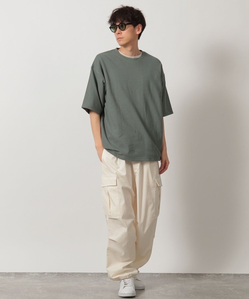 LAKOLE(ラコレ)の「チェックジャガード半袖T / 327725(Tシャツ/カットソー・メンズ・ホワイト/セージグリーン/ブラック・MEDIUM/LARGE)」の7枚目の写真