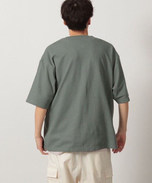 LAKOLE(ラコレ)の「チェックジャガード半袖T / 327725(Tシャツ/カットソー・メンズ・ホワイト/セージグリーン/ブラック・MEDIUM/LARGE)」の8枚目の写真