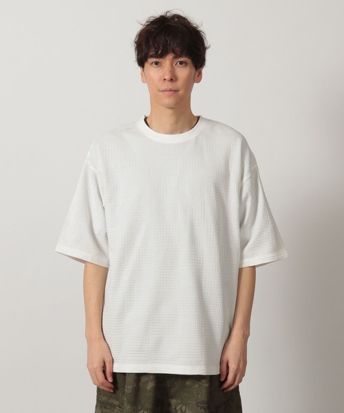 LAKOLE(ラコレ)の「チェックジャガード半袖T / 327725(Tシャツ/カットソー・メンズ・ホワイト/セージグリーン/ブラック・MEDIUM/LARGE)」の10枚目の写真