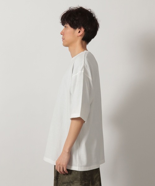LAKOLE(ラコレ)の「チェックジャガード半袖T / 327725(Tシャツ/カットソー・メンズ・ホワイト/セージグリーン/ブラック・MEDIUM/LARGE)」の11枚目の写真