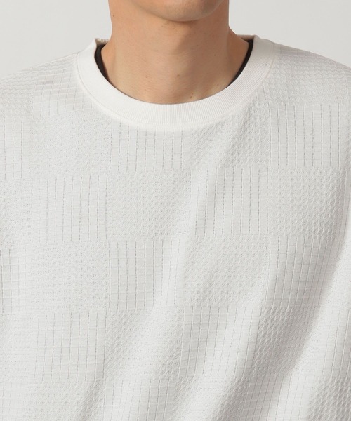 LAKOLE(ラコレ)の「チェックジャガード半袖T / 327725(Tシャツ/カットソー・メンズ・ホワイト/セージグリーン/ブラック・MEDIUM/LARGE)」の14枚目の写真